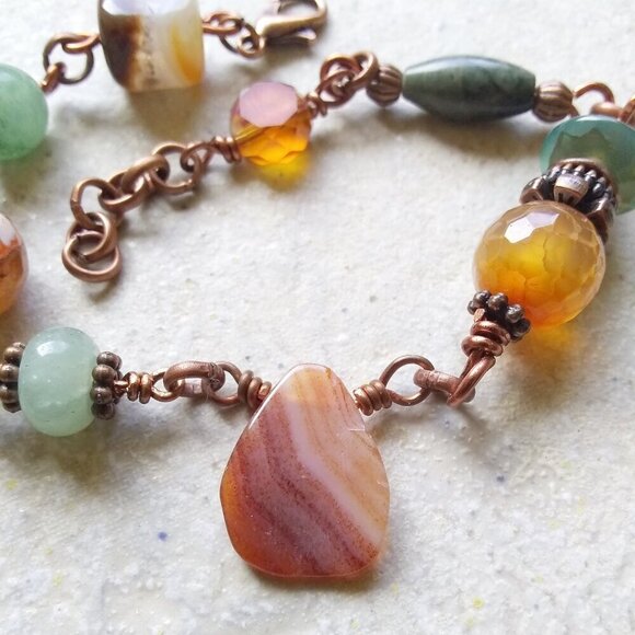 Festival Bracelet - Unique & Handmade! Colorful Semi-Precious Stones Boho Gypsy - Picture 9 of 10